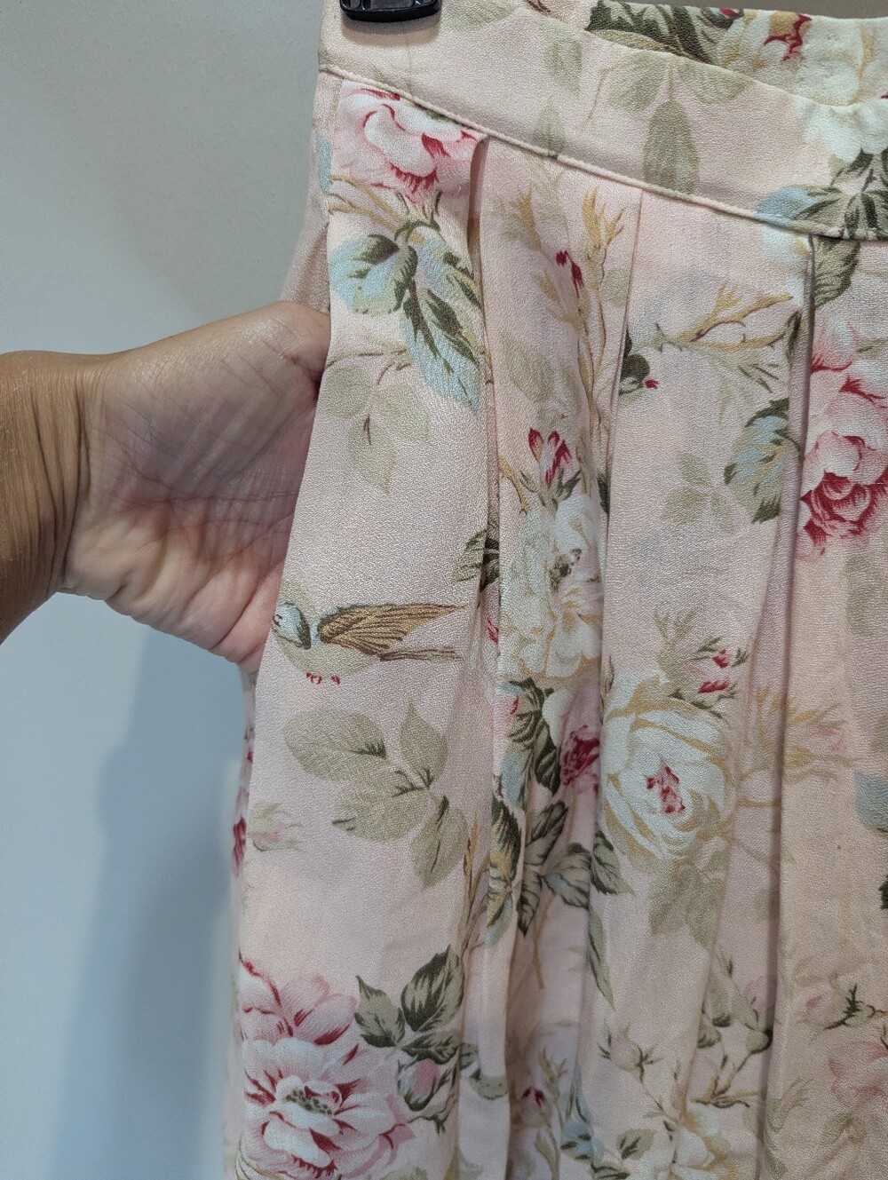 Susan Bristol Vintage Pink Floral Pleated Midi Lined Skirt Size 6 - Picture 6 of 10